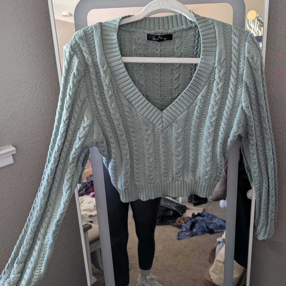 Light Green Cable Knit Sweater